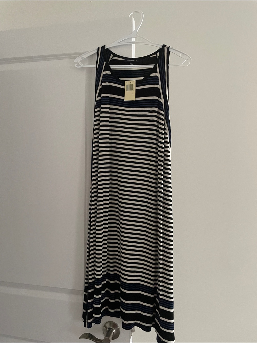 Max Edition Navy and White Striped Tank Maxi Dress